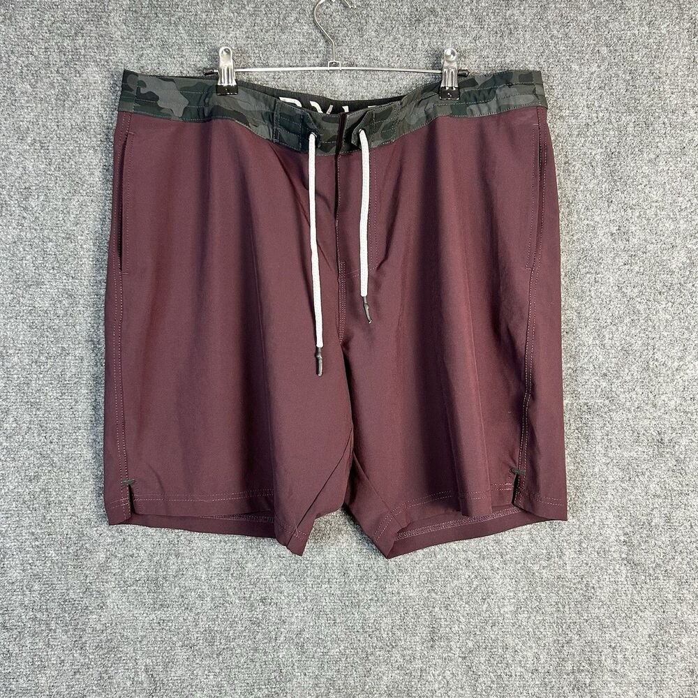 BYLT Men’s Coastal Board Shorts Black Size 38 Maroon Stretch Swim Casual